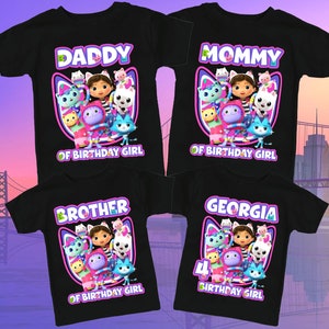 Personalized Gabby&#39;s Dollhouse, Birthday Girl T-Shirt, Birthday Gift, Matching Family