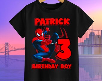 Personalized Spiderman Shirt, Birthday Boy T-Shirt, Birthday Gift, Matching Family