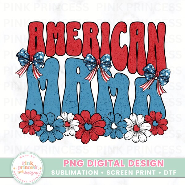 Retro mama png 4th of july png daisy designs mom life sublimation designs groovy png american mama png screen print designs trending png
