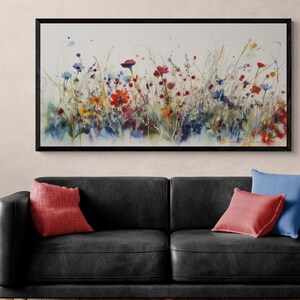 A Symphony of Colors | Flowers Oil Painting Floral Print | Wide Format Living Room Print Flowers | by Frankie Gulliver