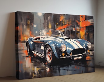 1966 Shelby Cobra 427 Car Canvas Print | Vintage Auto Wall Art Decor | Retro Muscle Car | Car Lovers Poster Gift