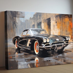 1960 Chevrolet Corvette Classic Car Canvas Print - Vintage Auto Wall Art - Collector's Edition - Automobile Lover Enthusiast Car Poster