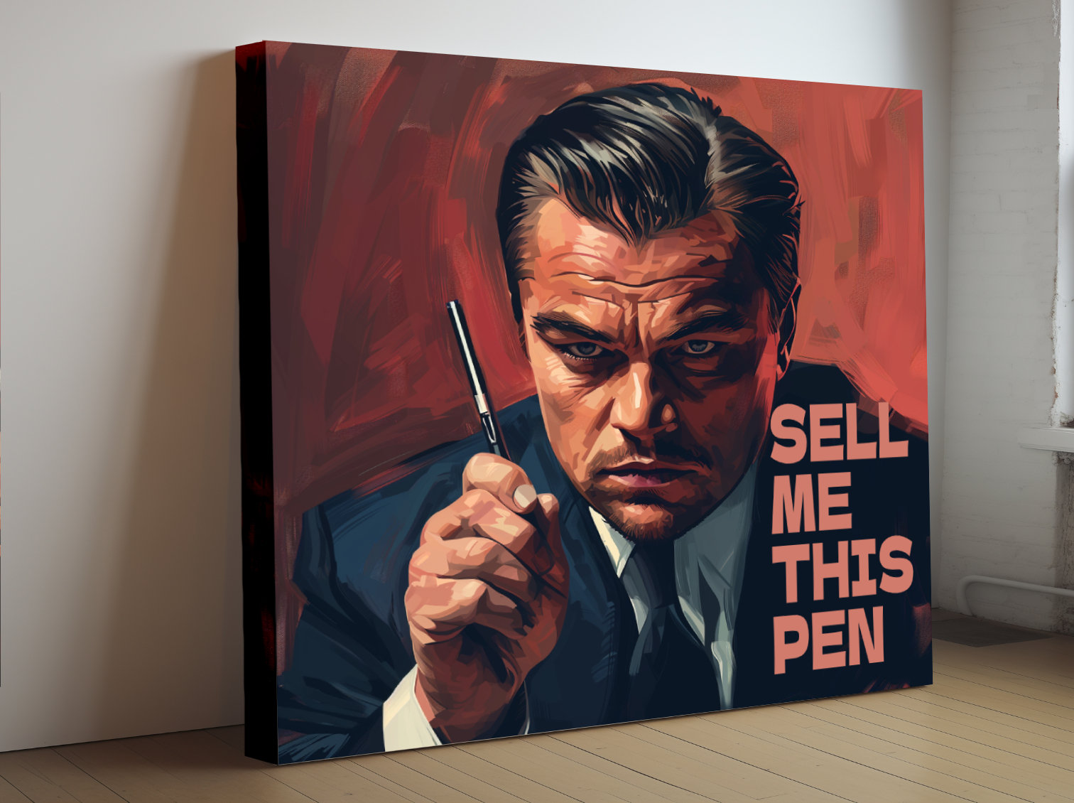 Sell Me This Pen Answer Wolf Of Wall Street Wolf of Wall Street Canvas Print 'sell Me This Pen Movie Quote Actor