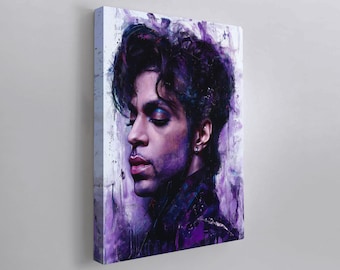 Prince Canvas Print - Iconic Musician Portrait in Abstract Purple Hues, Symbolic Wall Art for Fans & Collectors, Framed Canvas or Poster