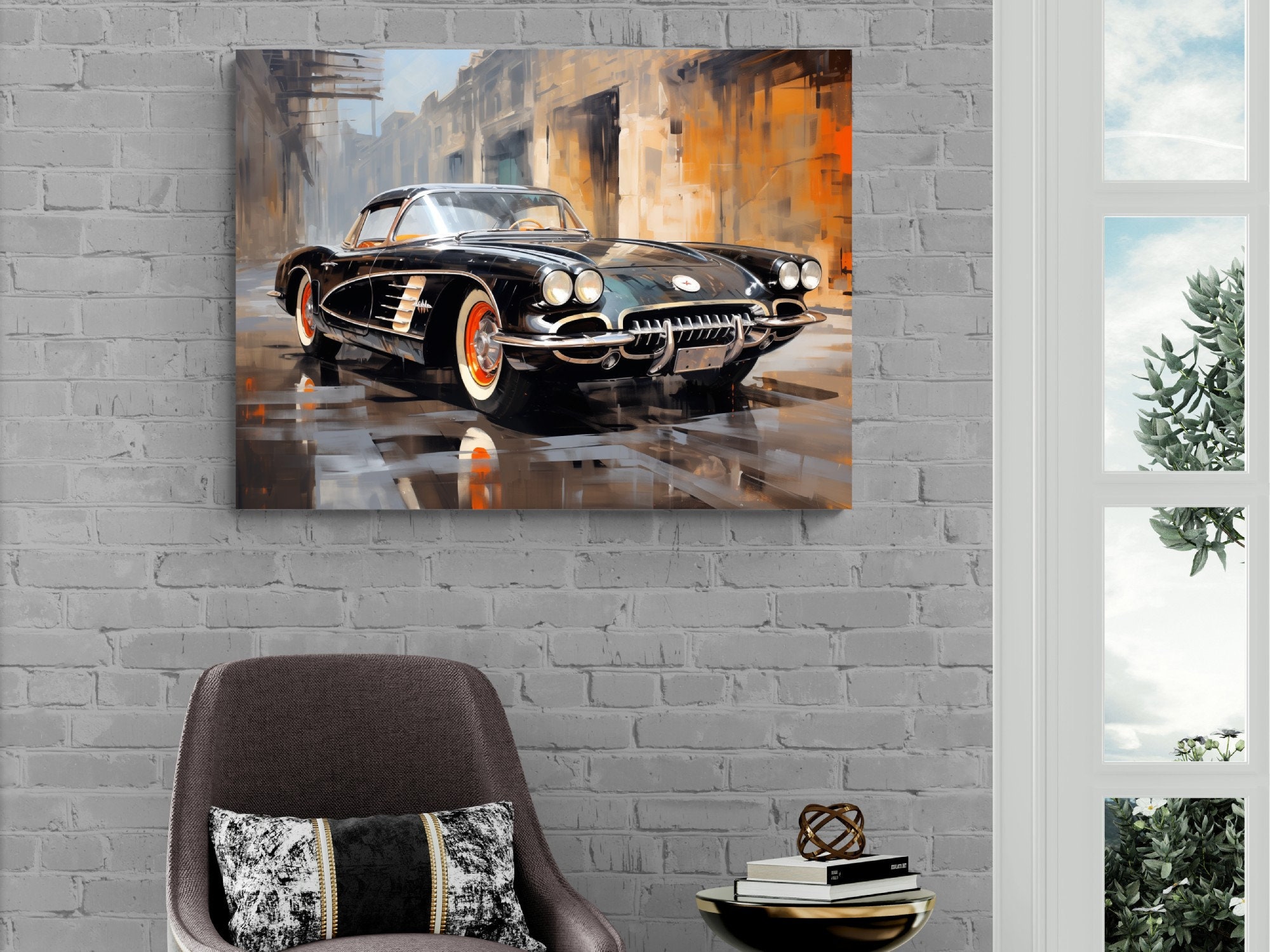 Chevrolet Corvette Classic Car Canvas Print 1960 Vintage Auto Wall Art Collector's Edition