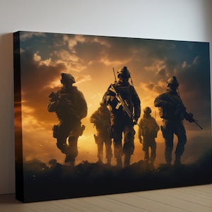 Soldiers at Dawn Canvas Print | Military Art | Cool Solider Artwork Wall Decor