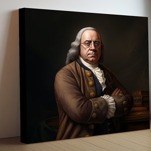 Benjamin Franklin Canvas Oil Print  | Patriot Series | Oil Painting | Founding Fathers | by June Vale
