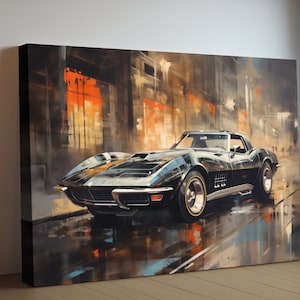 1968 Chevrolet Corvette Canvas Print | Vintage Auto Wall Art Decor | Retro Sports Car | Car Lovers Poster Gift | C3 Vette Chevy