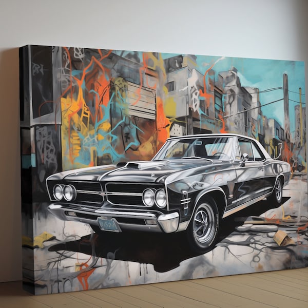 1964 Pontiac GTO Classic Car Canvas Print | Vintage Auto Wall Art Decor | Retro Muscle Car | Car Lovers Poster Gift