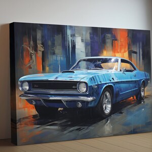 1966 Plymouth Barracuda Car Canvas Print | Vintage Auto Wall Art Decor | Retro Muscle Car | Car Lovers Poster Gift