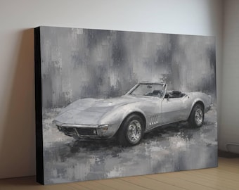 1968 Chevrolet Corvette Convertible Silver Print | Vintage Auto Wall Art Decor | Retro Sports Car | Car Lovers Poster Gift | C3 Vette Chevy