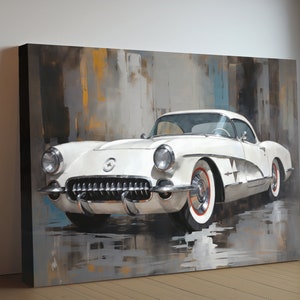 1953 Chevrolet Corvette Canvas Art Print - Vintage Classic Car Wall Decor - Automotive Collector's Item - First Corvette Year | Garage Art