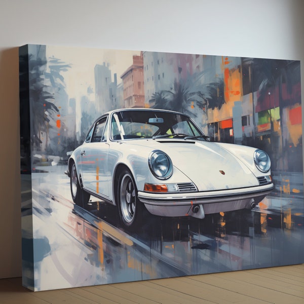 Porsche 911 1964 Classic Sports Car Canvas Print | Vintage Auto Wall Art Decor | Retro Car | Car Lovers Poster Gift