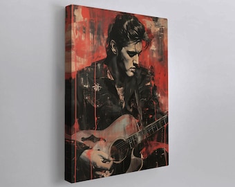 Rock King Canvas art print | framed art | poster wall art | Vintage rock and roll icon stretched canvas | portrait artwork | Home Decor
