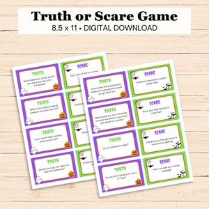 Truth or Scare, Halloween Game, Halloween Party Games, Family Game Night, Game for Kids, Halloween Game for Tweens, Halloween Game for Teens