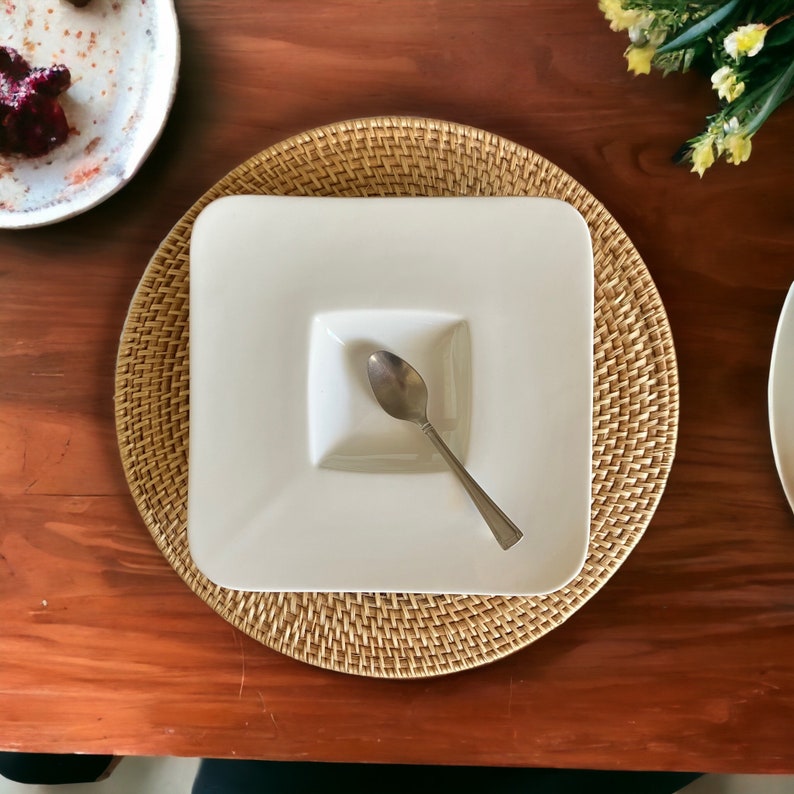 Set of 4 Rattan Placemat, Round Placemat, Plate Charger, Housewarming