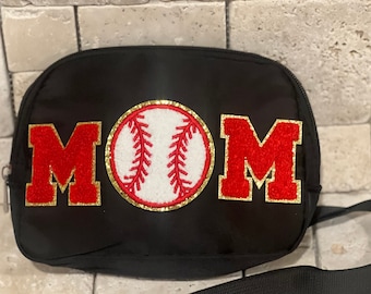 Personalized Baseball, Softball mom Chenille letter Fanny Pack, Belt bag, shoulder bag.