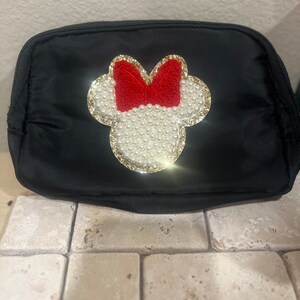 Personalized  Fanny Pack with chenille patches Pearl custom patch customizable fanny pack Varsity Letters patches Pearl Minnie patches