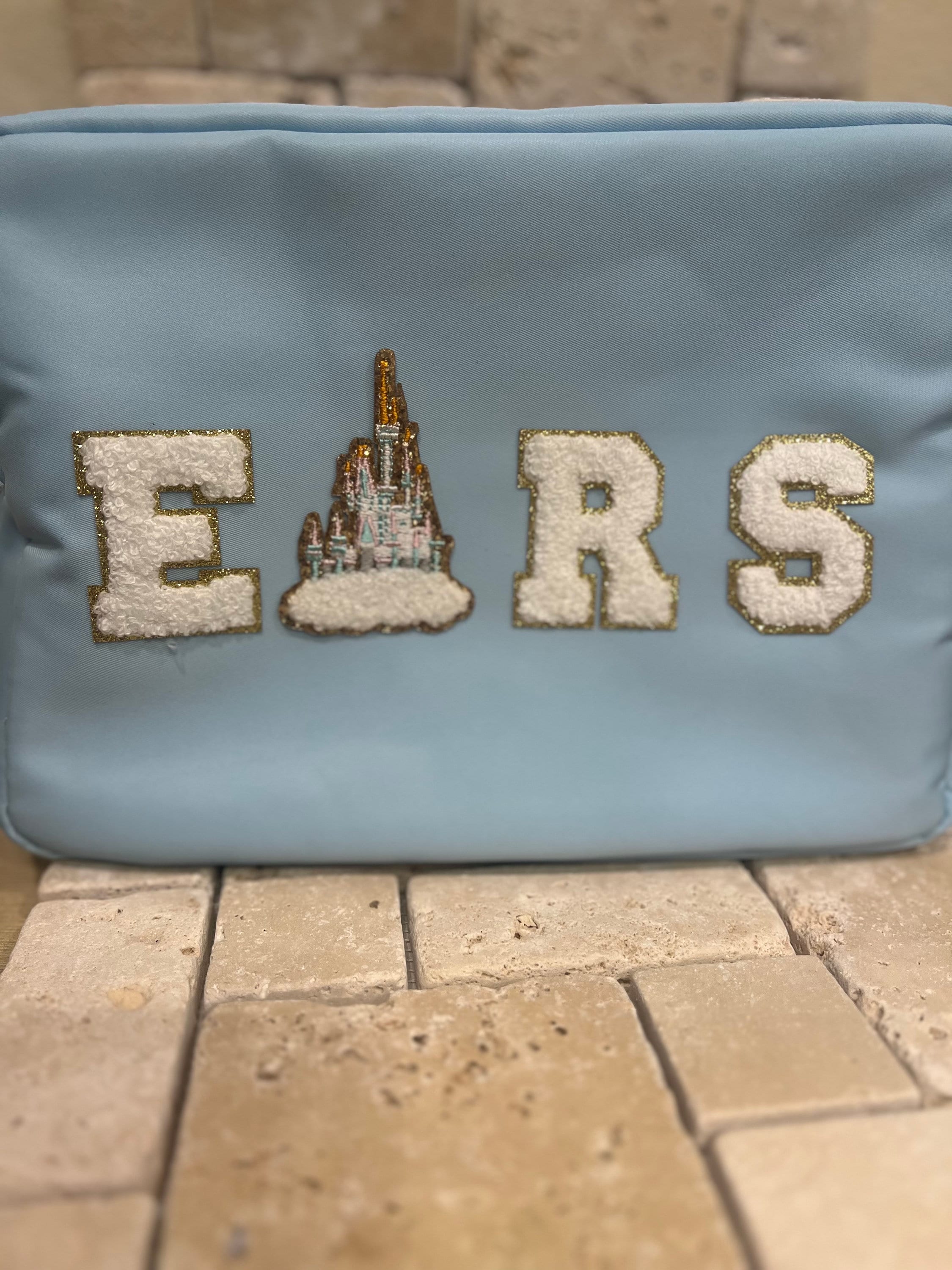 Personalized XL nylon  Magical ears XL, mama Toiletry bag travel bag nylon makeup bag. Patches are sewn on