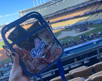 Dodgers Stadium bag with custom Patch choose from blue Round LA or blue or white Single LA patch. Perfect bag to sport at The Chavez Ravine