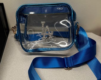 LA Dodgers rhinestone inspired Dodgers inspired clear Stadium bag with adjustable strap