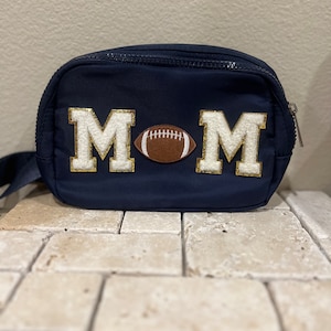 Personalized Football Mom/mama  Fanny pack chenille patches, belt back, perfect for the sports mom on the go. Patches Sewn on