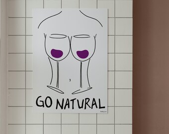 Aller fous naturels Art mural impression typographie gourde en verre affiche drôle Illustration simple originale téléchargement numérique