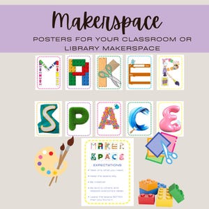 Makerspace-postersborden voor schoolbibliotheek of klaslokaal