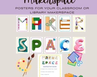 Makerspace Posters Signs for School Library or Classroom