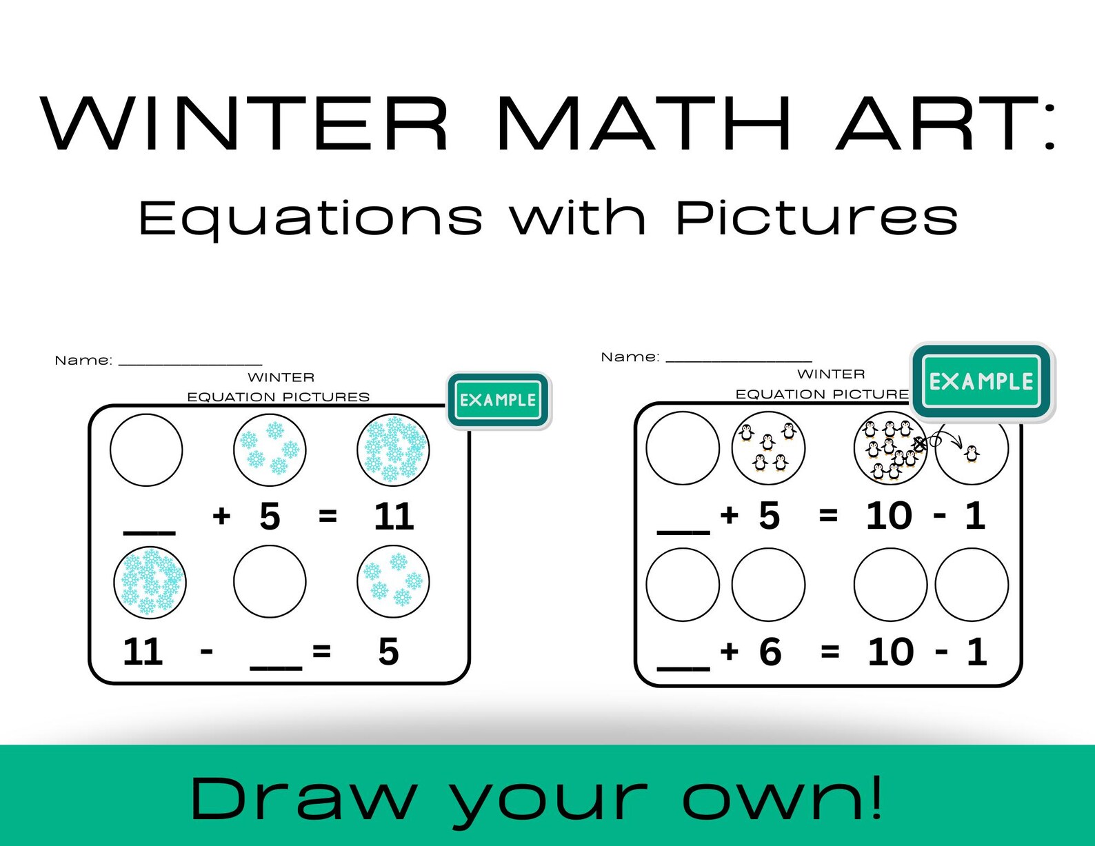 Winter Holiday Math Art Bundle – Symmetry, Multiplication, and Equation ...
