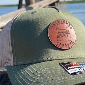Semi Truck Genuine Leather Patched Baseball Cap
