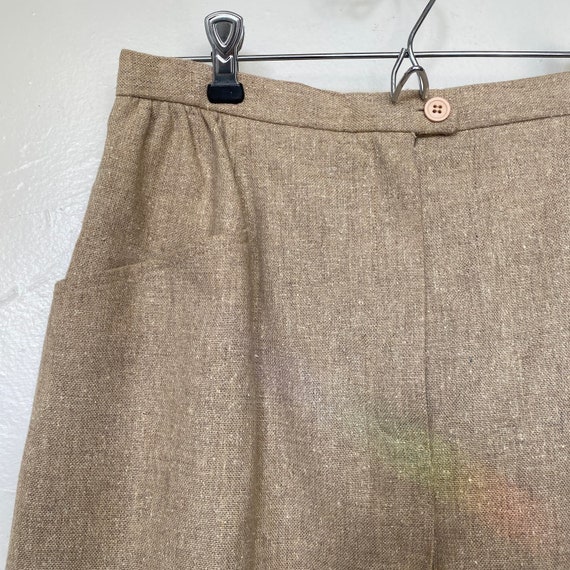 Vintage Halston Tan Midi Skirt Two Pockets Textur… - image 2