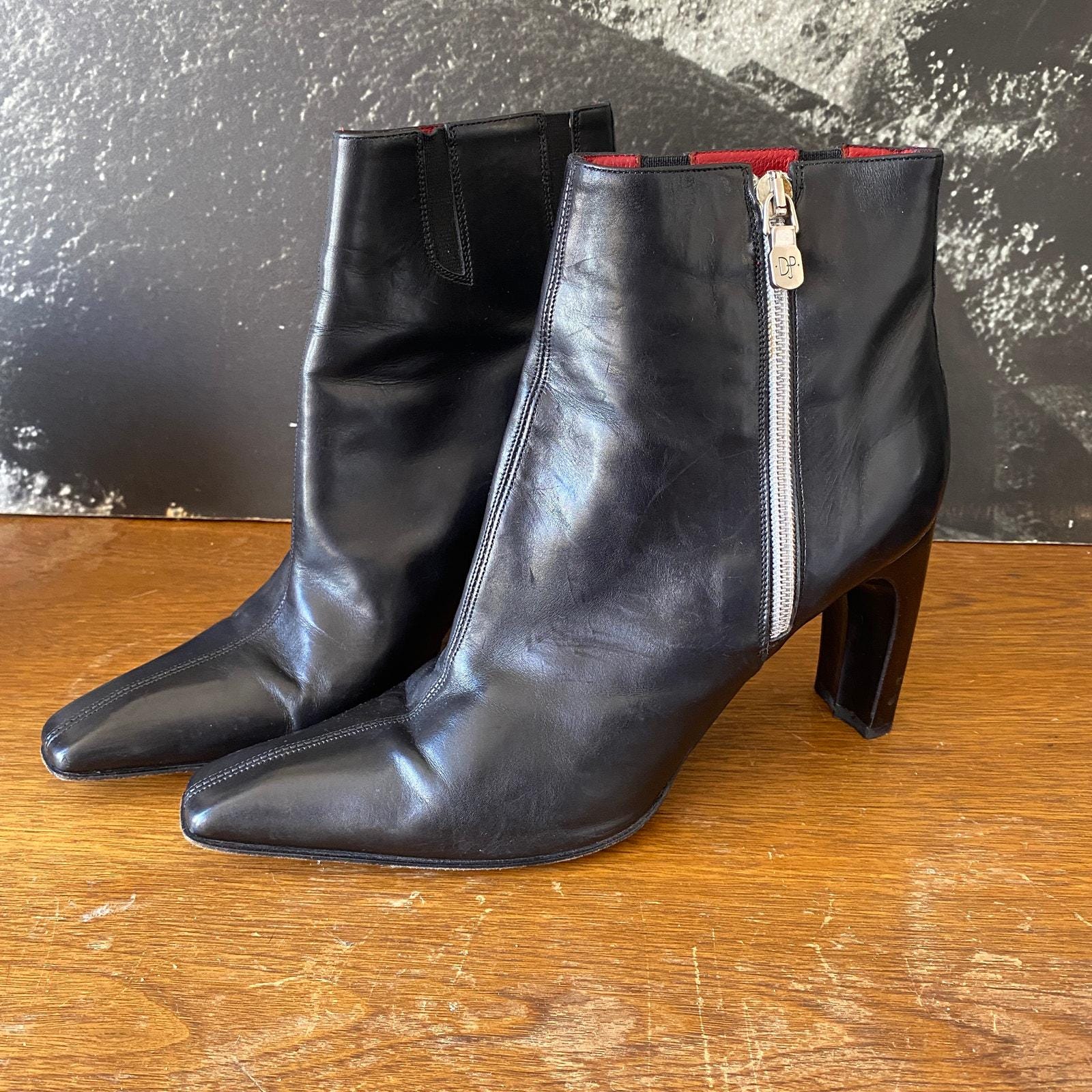 Donald Pliner 8.5M Red Bottom Stiletto Zipper Boots Black  display picture 1
