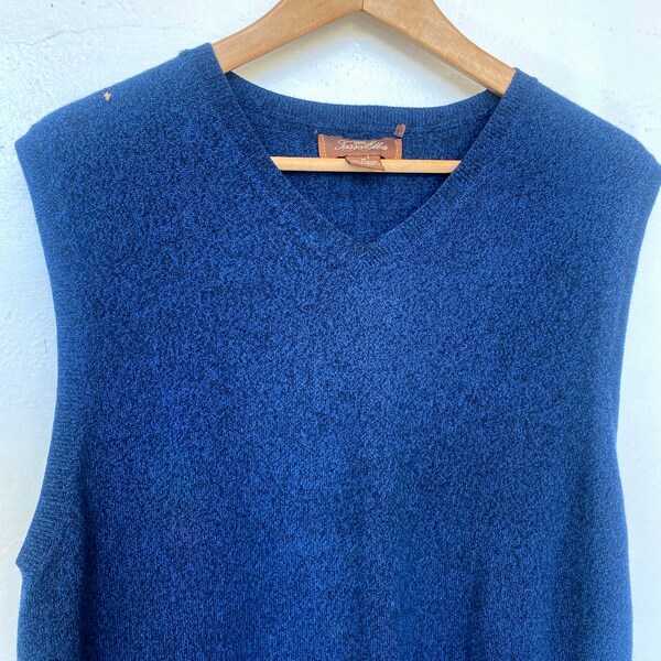 Vintage Royal Blue 100% Cashmere Tank Sweater Vest Medium