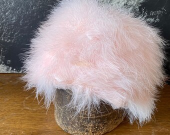 Vintage 1960s Pink Feather Millinery Hat Spring Beehive Retro