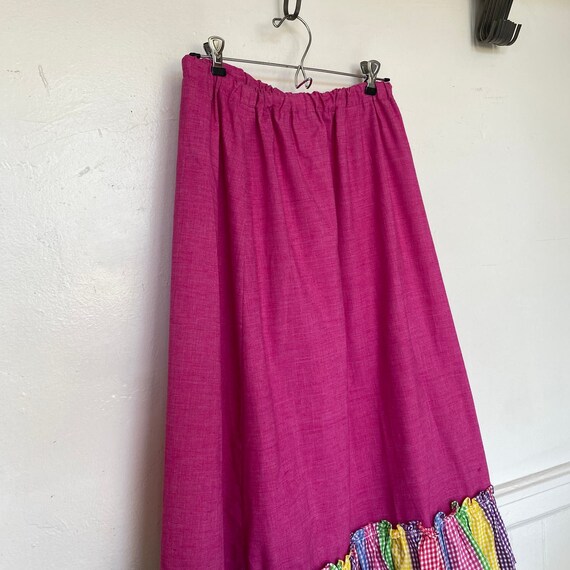 Vintage 1970s Peasant Skirt Beverly Page Pink Rai… - image 7