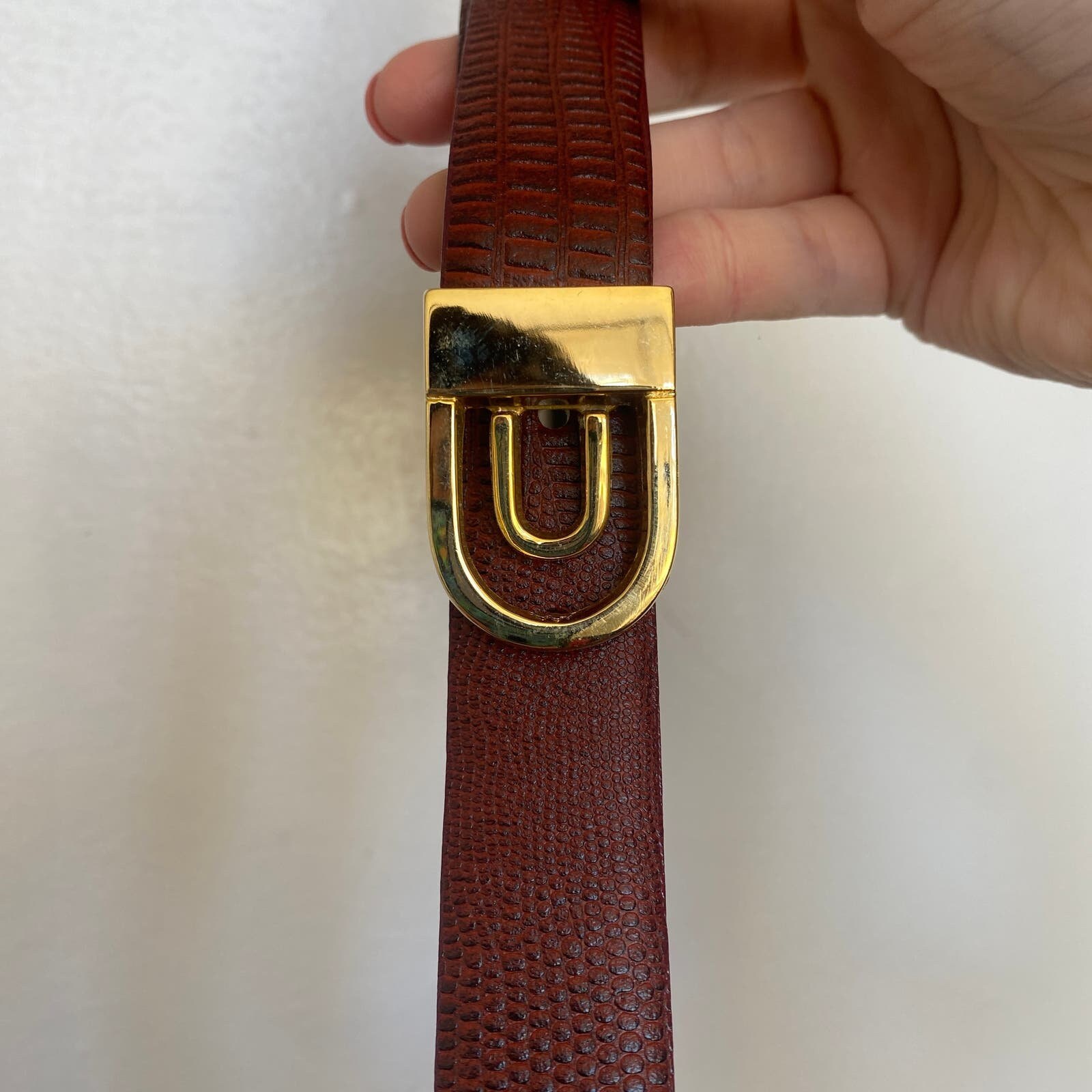 Vintage Genuine Snakeskin Statement Belt, Red Exotic Leather w/ Gold Hardware-S Vintage Embossed Snakeskin Red Leather Belt Gold Hardware - Etsy main image 4