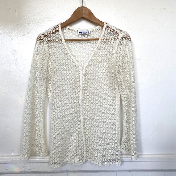 Vintage 1990s Lace Sheer Cover-up Flare Bell Sleev