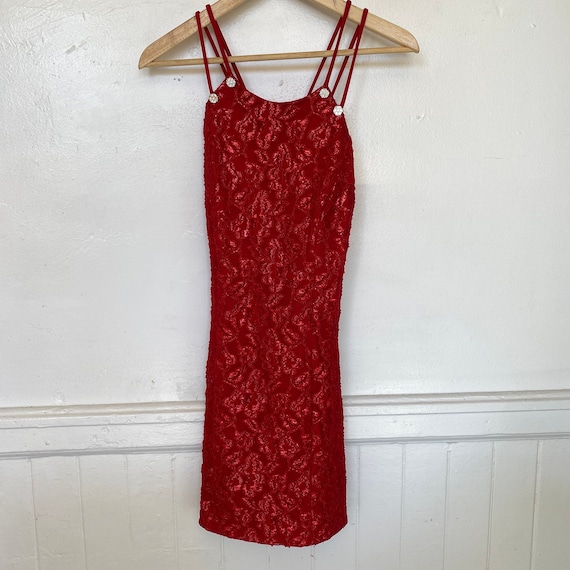 Vintage Lace Red Mini Party Dress Strappy Back Rhinestone Detail Spaghetti Strap - Etsy Vintage Lace Red Mini Party Dress Strappy Back Rhinestone Detail Spaghetti Strap - Etsy