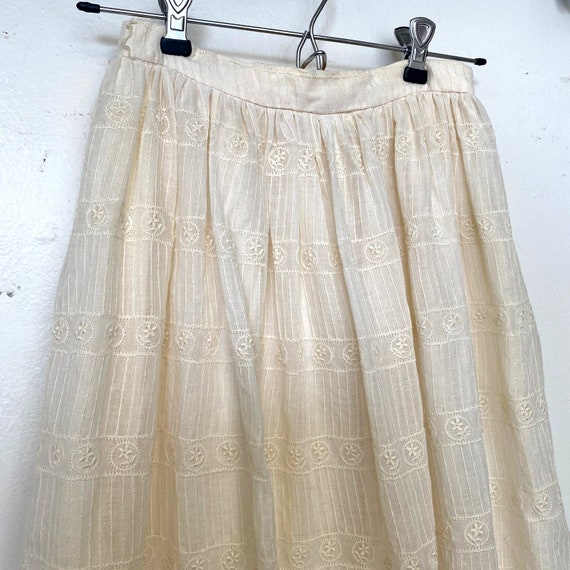 Vintage Cream White Floral Lace Midi Skirt Peasan… - image 6