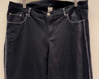 Jean noir vintage Y2K avec détails en strass Denim stretch printemps été