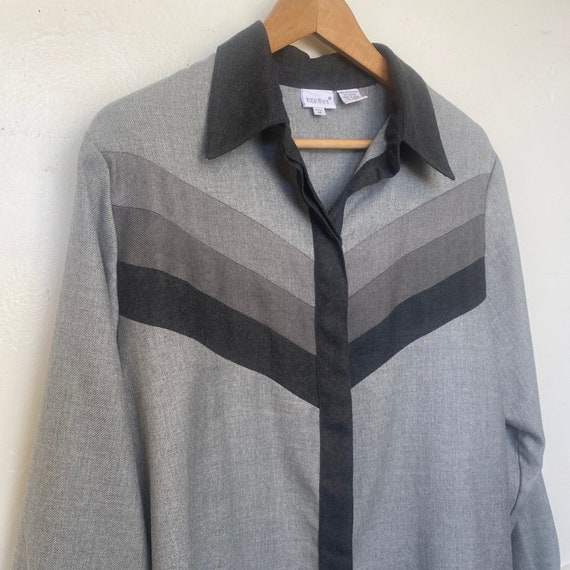 Vintage 1970s Bold Stripe Greyscale Shirt