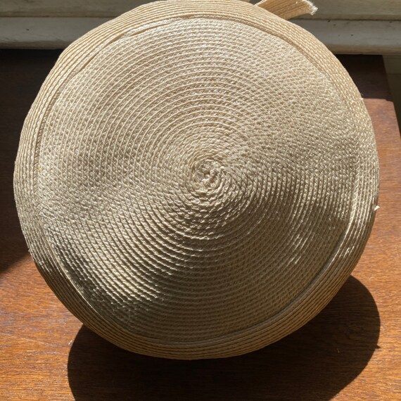 Vintage Jack McConnell White Straw Millinery Hat Bow Rhinestone Vintage Jack Mcconnell White Straw Millinery Hat Bow  main image 2