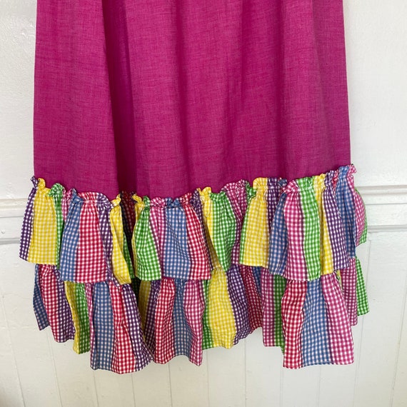 Vintage 1970s Peasant Skirt Beverly Page Pink Rai… - image 2
