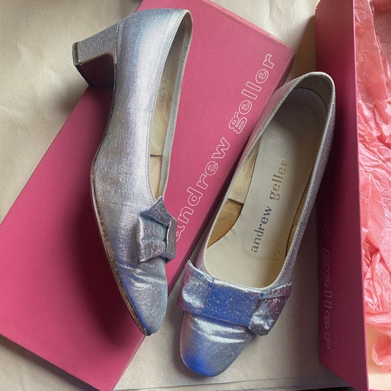 Vintage 1960s Andrew Geller Silver Bow Heels