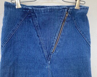 Vintage 1980s Landing Gear Blue Denim Jeans Triangle Zipper High Waist