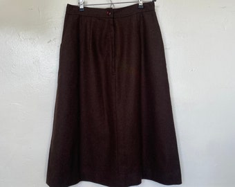 Vintage Chocolate Brown A Line Skirt with Pockets