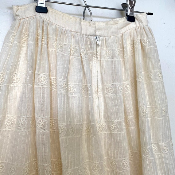 Vintage Cream White Floral Lace Midi Skirt Peasan… - image 3