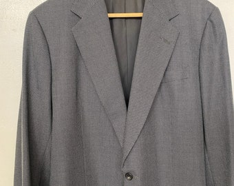 Vintage jaren 1980 op maat gemaakte grijze textuur sportjas formeel pak Fallon Harvey London
