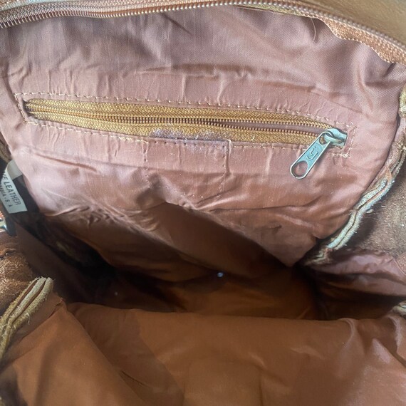 Vintage 1990s Style Tan Leather Backpack 5 Pocket… - image 4
